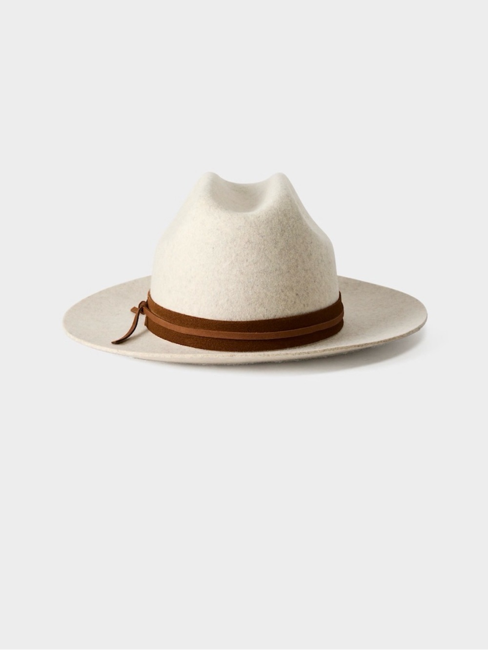 Aritzia Cream Felt Wide-Brim Hat with Brown Band - Picture 4 of 6